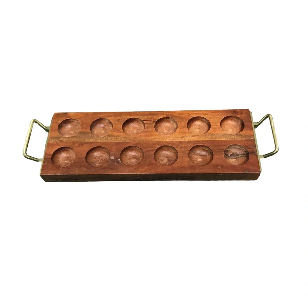 Hearth & Hand with Magnolia Wood Dozen Egg Tray Gold Metal Handles Easter Spring - Picture 2 of 10